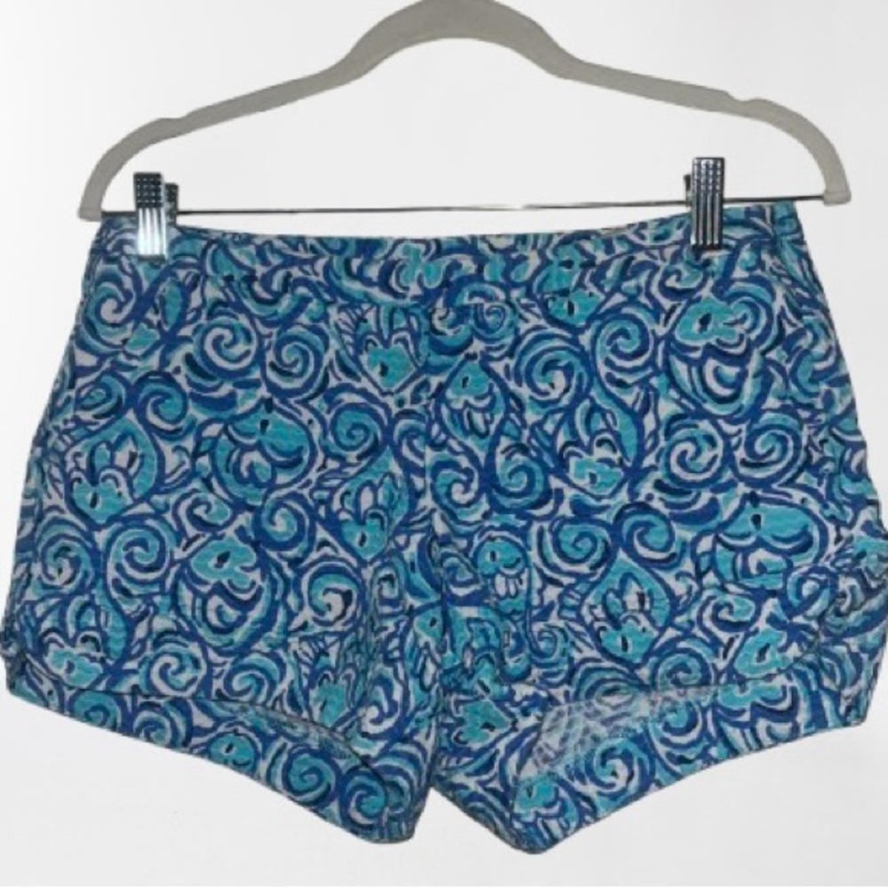 Lilly Pulitzer Adie Blue Chasing Tail Blue Fish  Shorts